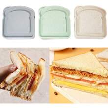 1pc Portable Lunch/Bento Box With Large Capacity For Toast, Bread And Sandwich Macaron Color Bread Shaped Food Storage Container, Plastic Lunchbox With Lid Snack Box, Cute And Leakproof Bento Box, Reusable And , Perfect For Packing Lunch, Snacks Or Leftovers, Ideal For On-The-Go, Pastel Pink, Green, Beige, And Gray Colors.