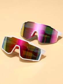 2pcs Y2K Style Plastic Sports Cycling Wrap-Around Fashion Glasses For Women, Suitable For Daily Wear, Photography, Shopping, Cycling, Skiing And Other Occasions For Summer Beach Vacation,Outdoor,Travel