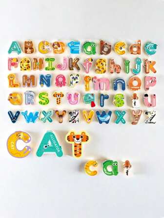 Bokstäver Magneter Leksaker med djurmönster , Färgglada ABC Magnetiska 26 bokstäver Pedagogiska leksaksset för barn , Förskolelärande stavning , Kylskåpsdekaler Leksaker , Magnetiska barn , Barnmagnet , Magnetiska schackspel Magnetsiffror, Bokstavsplattor, Magnetiska stridsschack eller magnetiska brädor, Magnetiska brädor Block, Magnetspel, Magneter, Magnetiska plattor, Magnetspel, Magnetiska plattor, Magnetiska block, Magnetiska brädspel, Kids Abc, Magnetblock