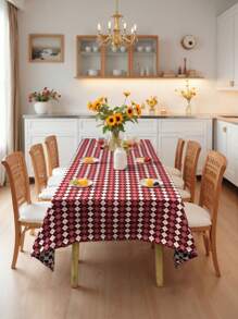 Retro American Style Red & White Plaid Picnic Mat, Rectangular Dining Table Cloth, Linen Rustic New Year Tablecloth, Dust-Proof And Dirt-Resistant, Festive - Multicolor - View 9