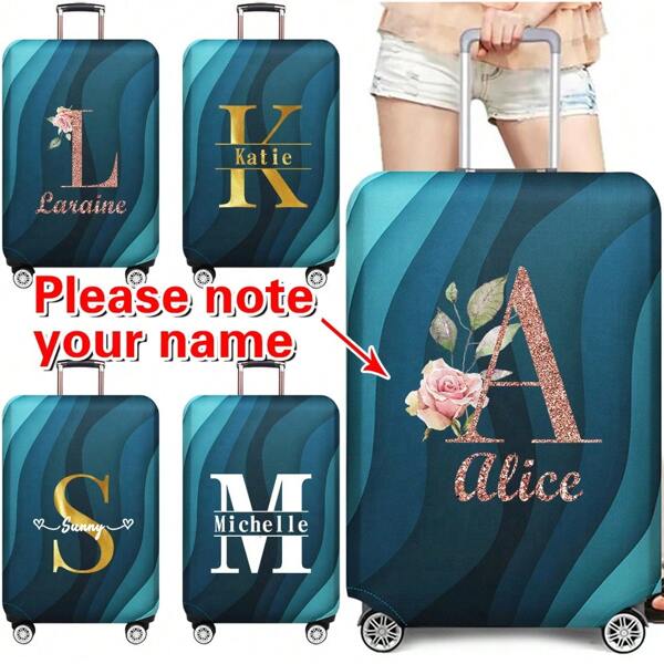18-32Inch Luggage Cover Personal Tailor Elastic Suitcase Cover For 18 To 32 Inch Travel Case Cover Rose Gold Name Initials A-Z Letter Pattern Anti-Scratch Protector Case Personalized Name Custom Protector Cover Travel Suitcase Cover Protective Cover Dustproof Cover Trolley Case Luggage Dust Cover Travel Accessories, Letter, Practical, Solid Color, Custom Travel Accessories, High School Senior High School Students, College Students, University Students, Freshman, Sophomore, Underclassmen