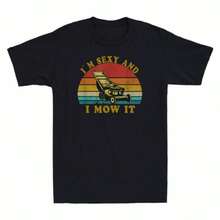 Mowing Tee Sexy Machine Mow Cotton Lawn T-Shirt 's It And I'm Landscapers I - 黑色 - 查看 1
