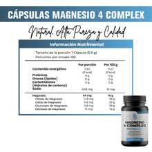 Magnesio 4 Complex, 100 Cápsulas | Citrato, Glicinato, Óxido y Gluconato de Magnesio | Suplemento Alimenticio 100% Puro| Ingredientes Naturales, Sin Aditivos | Energía, Bienestar Físico y Mental | NAIMA - Sin Sabor - Ver 5
