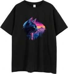 Women's Loose Graphic Casual Cotton T-Shirt - Unisex Aesthetic Short Sleeve Letter Print Crew Neck Tee Tops