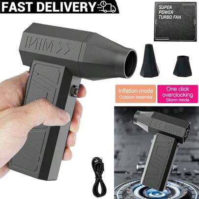Portable Violent Turbo Small Fan Dust Blower, Handheld 110000 Rpm High-Speed, Can Be Used For Dust Removal, Snow Blowing, Carbon Blowing, Barbecue, Carbon Ignition,Outdoor Ignition, Multi-Functional Outdoor Use, Suitable For Computers And Accessories, Hair Dryers