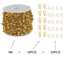 5mete Light Gold Cable Chain For Jewelry Making DIY Chain Roll Satellite Bead Necklace Chain Bulk With Jump Rings And Lobster Clasps - Multicolor - View 11