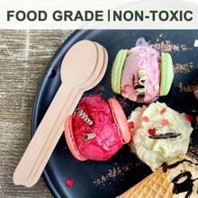 Restaurant Disposable Wooden Spoon, 6.3 Inch Wooden Craft Spoon, Dessert Spoon, Sample Wooden Spoon, Party Spoon, Cake Spoon Chocolate Mixer - Multicolor - View 4