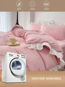3 pièces Parure de couette volantée douce et confortable, convient pour la chambre à coucher, la chambre d'amis, pour toutes les saisons