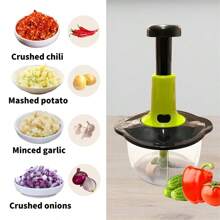 1 Pc Manual Hand Crank Vegetable Chopper With Blade Guard, 50.72 Oz Capacity, Stainless Steel, For Chopping Vegetables, Mincing Garlic, Cutting Meat, Easy To Clean, Suitable For Home Kitchen