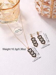 SOKI SOKI 母亲节女士手表套装，时尚精致的圆形石英表搭配心形吊坠项链和耳环，这款首饰套装非常适合日常佩戴、生日礼物、开学季、感恩节和浪漫场合，是馈赠佳品。（不含包装盒） - 黑色 - 查看 4