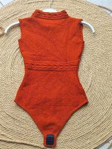 Body Modal Gola Flores Coleção Novo De Verão Moda Feminina Estilo Fashion - Caramelo - Visão 3