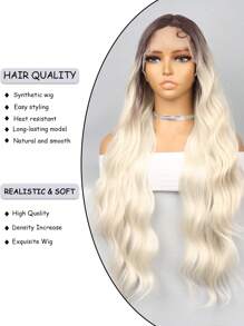 26 英寸多色波浪发 13X4X1 T 型蕾丝假发合成纤维耐热假发全机器制造，适合日常聚会，高品质女士天然美丽合成柔软假纤维头发