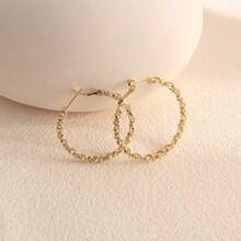 1 件不锈钢编织波西米亚风格 C 形环状耳环，优雅、百搭、时尚
