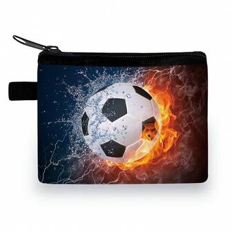 Fotbollsplånbok för barn - Minimyntväska med fotbollsmönster för pojkar och flickor - Söt barnplånbok med dragkedja - Perfekt för skola, resor och vardagsbruk (5,5" X 4,1")