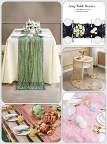 新款热奶酪桌旗褶皱面料波西米亚风格巴厘岛纱桌布婚礼派对装饰，巴厘岛纱褶皱桌布波西米亚风格乡村桌布婚礼派对晚会装饰，适用于派对、节日庆典。