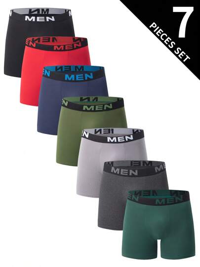 7 paquetes de bóxers de unicolor para hombre, shorts respirable y ropa interior cómoda