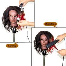 16 Inch Real Hair Mannequin Head, Braiding Styling Doll Head, Beauty School Model Head, Curly Hair Dyeing Hairstylist Practice Training Head - Black - View 5