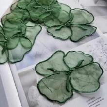 10pcs Green Embroidered Mesh Flower Patches, For Wedding Dress Decor - Green - View 4