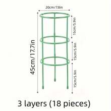 1/3/5-Layer Plant Support Stakes, With Twistable Plant Support Rings, Flower Rack Support Bars, Connectable, Indoor Plant Flower Rack, Balcony Vine Trellis Pot - Green - View 13