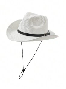 1 Stück unisex Panama Hut, mit Gürtel, Strohhut, Cowboyhut, Strandhut - Hut - Übersicht 4