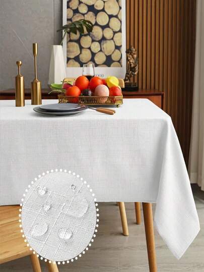 1 peça Toalha de mesa com textura de linho sintético resistente a derramamentos, com padrão de nó de bambu, estilo clássico, toalha de mesa macia resistente a rugas para restaurante, cozinha, café, sala de jantar, bufê, casamento, brunch, pátio externo e feriados