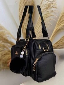 Women Travel Bag Lightweight Small Multi-Pocket Portable Messenger Bag Large Capacity For Daily Commuting Bowling - 黑色 - 查看 5