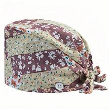 1 pieza Gorra de trabajo para mujer de poliéster con estampado geométrico, apta para médicos, enfermeras o trabajos de limpieza, práctica, antibacteriana y antipolvo, adecuada para primavera, verano, otoño e invierno