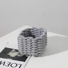 1pc Small Woven Basket Decorative Square Storage Basket Suitable For Pantry Shelf Living Room Rope Storage Bag