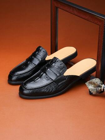 Krokodilleder-Muster Pantoffeln in einfarbig, niedrig, kühl, atmungsaktiv, bequem und rutschfest für Strandpartys, Spazieren, Wandern, Camping, Lässig und Urlaub, Allround Herrenschuhe