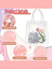 20 个带手柄的大号透明礼品袋，重型可重复使用透明 PVC 礼品袋，带手柄，派对，婚礼回礼，购物袋透明礼品袋，情人节礼品包装袋，婚礼派对礼品袋，花袋，母亲节礼物，礼物，新娘送礼会，毕业季礼物（7.87 英寸 X 7.87 英寸 X 3.15 英寸） - 彩色 - 查看 6