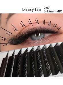 12 Rows L Curl Easy Fan False Eyelash Extensions Volume Premade Mink Lashes Wholesale M Shape Individual Lashes For Makeup - Black - View 4