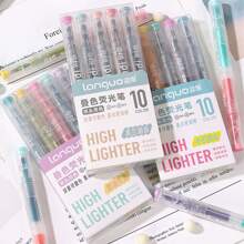 5 stuks/set dubbelzijdige markeerstiften, 10 kleurenset, zachte fluorescerende markers voor kleuren, onderstrepen, decoratieve markeringen, ontwerp met dubbele punt voor doe-het-zelf-notities, schilderen, paasdecoraties, kunstbenodigdheden