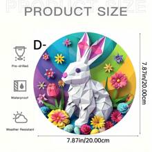 1 件复活节兔子亚克力墙标 - 圆形门挂饰，带有花朵和鸡蛋设计 - 户外复活节花环装饰、最佳复活节礼物、复活节饰品、节日装饰品 - 亞克力-圓 - 查看 19