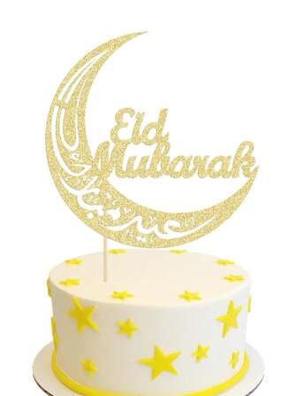 3 件套星形和月亮形蛋糕装饰物、闪光烘焙纸杯蛋糕签