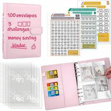 100 Envelopes Challenge Binder Savings Challenges Book To Save $5,050 And $500 And $10,000, A5 Money Saving Planner Budget Binder With Cash Envelopes - A5 - View 1