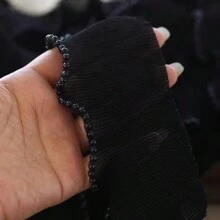 1 Yard Black & White Stretchy Ruched Faux Pearl Lace Trim, Apparel & Bag Decorative Accessory - Multicolor - View 9