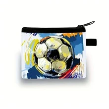 Kids Football Wallet - Mini Coin Purse With Soccer Pattern For Boys And Girls - Cute Kids Wallet With Zipper - Perfect For School, Travel, And Everyday Use (5.5" X 4.1")