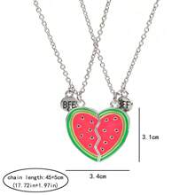 2Pcs/Set Sweet Summer Watermelon Pendant Best Friend Necklace For Girls Fashion Friendship Gifts