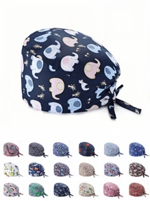 1 pieza Gorra de trabajo con estampado digital para mujeres/Gorra de enfermera, antibacteriana y antipolvo, adecuada para enfermeras, profesionales de belleza, amas de casa y personal de limpieza en instituciones médicas
