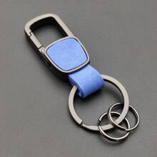 Customizable Engraving Matte Cowhide Genuine Leather Cross-Border DIY Keychain Pendant, Zinc Alloy Car Accessory