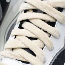 1 对 1 厘米宽毛绒扁平鞋带，米色、黑色和白色 - 燈芯絨鞋帶-米色 - 查看 5