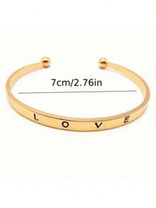 2件套女士金色合金表带时尚休闲罗马数字石英表及LOVE字母手链套装，适合日常佩戴或节日礼物 - 金色 - 查看 4