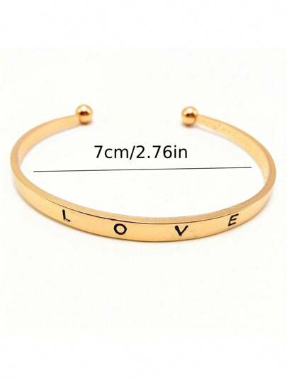 Goud Alloy Strap Roman Alphabet Scale Dial Quartz Horloge LOVE Bracelet Set Wear Or Holiday view 4