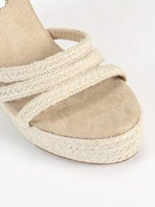 Giày sandal đế xuồng cao gót kiểu dáng thường ngày dành cho nữ, màu mơ, phù hợp với trang phục mùa xuân hè. - Màu be - Xem 4