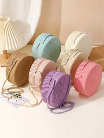 Mini Woven Crossbody Bag Cute For Girls, Small Change Purse For Boys, Summer Beach Bag