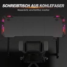 Devoko Gaming Desk, 80/120/140/160cm Gaming Table, Ergonomic Gamer Table Ergonomic PC Computer Table Stable Table With Cup Holder Black - Black - View 5