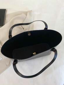 Fashion Solid Color Large Capacity Shoulder Tote Bag