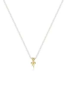 1PC 925 Sterling Silver Love Bow Pearl Pendants Necklace Fine Jewelry Gift For Women Mother's Day Daily Wear Wedding Party Engagement Valentine's Day