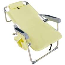1pc Folding Beach Chair, Outdoor Chair, Back Bag And Side Cup Holder, (24.8 X 27.56 X 38.98) In  Heightened Oxford Cloth Silver White Aluminum Tube Bearing 100kg Beach Chair Yellow