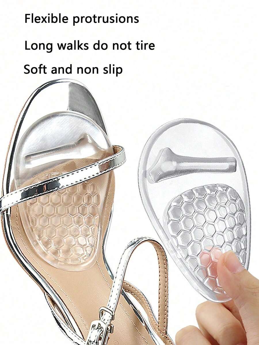 QKC 1 Pair Silicone Anti-Slip Heel Pads & Toe Cushion Inserts To Prevent Slide In Open-Toe Shoes, Accessories For Black Heels, Sandals, Women Pumps